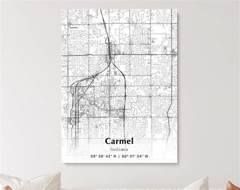 Carmel City Map Print, Carmel Indiana Map Poster, USA City Street Map ...