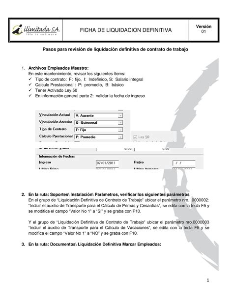 Ficha De Liquidaci N Definitiva Ficha De Liquidacion Definitiva