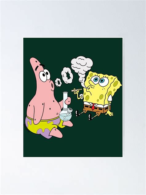 Póster «spongebob And Patrick Smoking Weed Cannabis Cartoon Art Imán