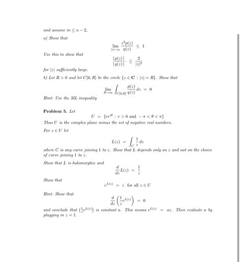 Solved And Assume M≤n 2 A ﻿show Thatlim Z →ωz2p Z Q Z ≤1use