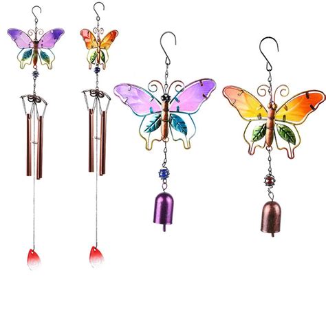 Butterfly Wind Chimes Metal Crafts Glass Painted Ornaments Creative