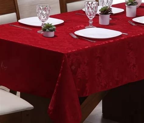 Toalha De Mesa Jacquard Retangular Lugares Vermelha Parcelamento