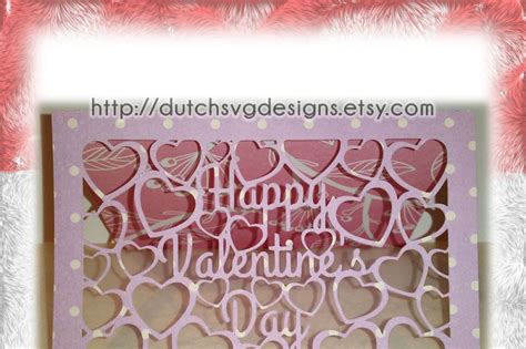 Valentine card cutting file Happy Valentine's Day with cutout hearts ...