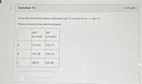 Solved D Question 15 Given The Information Below Determine