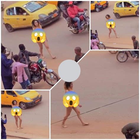 8 mars 2023 Une jeune femme se balade nue dans la ville de Yaoundé