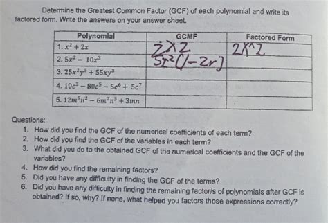 Determine The Greatest Common Factor Gcf Of Each P Gauthmath