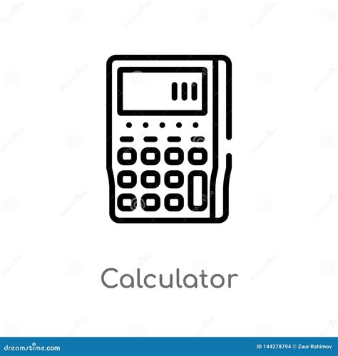 Outline Calculator Vector Icon Isolated Black Simple Line Element