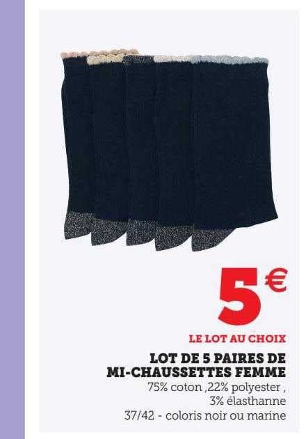 Offre Lot De Paires De Mi Chaussettes Homme Tissaia Chez E Leclerc