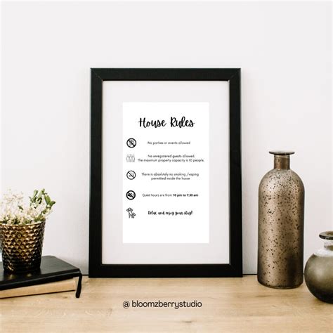 House Rules Sign Printable, 1 Page, House Rules Sign, Editable Sign ...