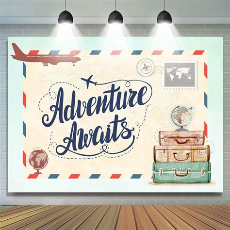 Lofaris The Adventure Awaits Plane Baby Shower Backdrop Baby Shower