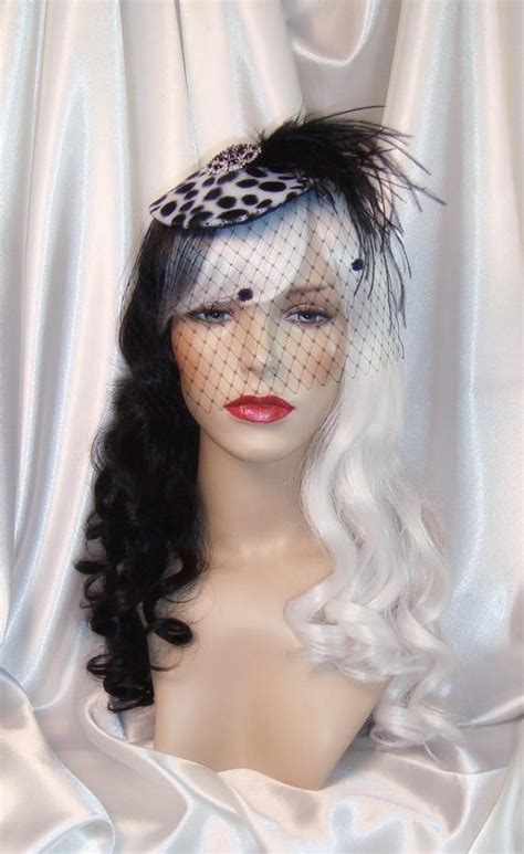 Cruella Deville Wig And Hat Set Cruella Deville Fascinator Etsy