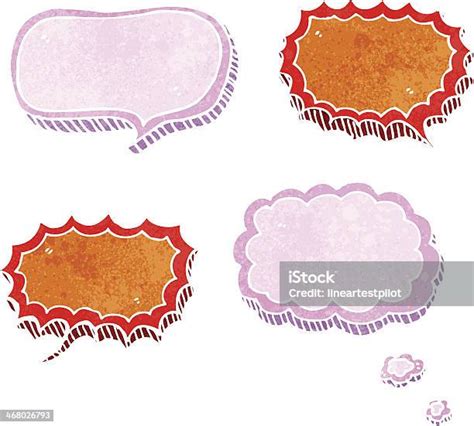 복고풍 말풍선이 있는 언어 및 사고 비눗방울 0명에 대한 스톡 벡터 아트 및 기타 이미지 0명 귀여운 기이함 Istock
