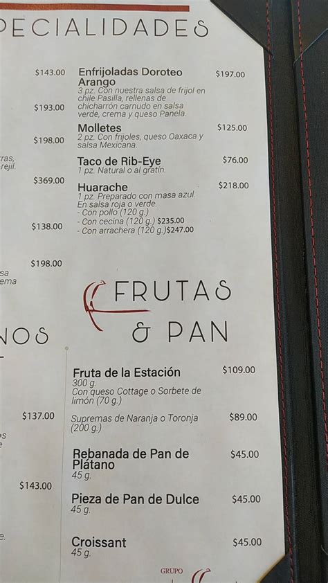 Carta Del Restaurante Los Canarios Viaducto Ciudad Del M Xico