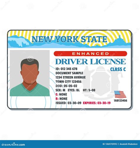 Driving License For New York Icon Flat Style Stock Vector