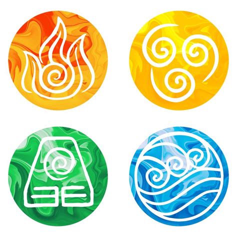 Four Element Symbols Sticker Pack Avatar The Last Airbender Sticker