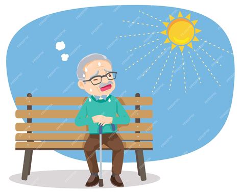 Elderly thirsty from heat of the summer sun | Premium Vector