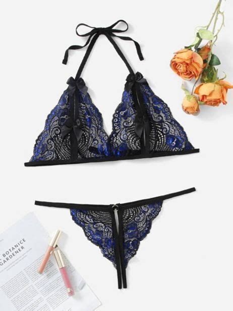 Promo Ensemble De Lingerie En Dentelle D Coupe Sans Entrejambe Chez Shein