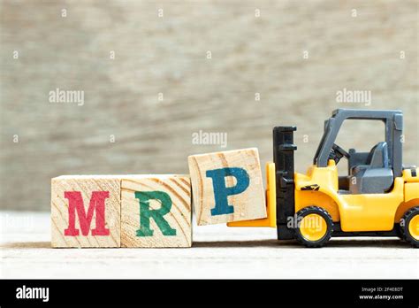 Toy Forklift Hold Letter Block P To Complete Word Mrp Abbreviation Of