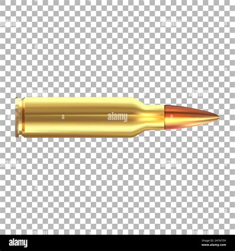 Vector 3d Realistic Rifle Bullet Isolated On Transparent Background