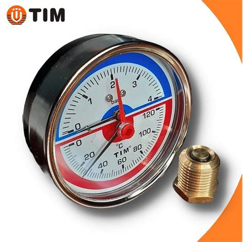 Термоманометр аксиальный 1/2" - 4 бар TIM арт. Y-80T-4bar - купить по ...