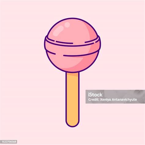 Lollipop Lucu Pada Tongkat Ilustrasi Clip Art Vektor Ilustrasi Clip Art