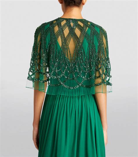 Womens Zuhair Murad Green Embellished Arabesque Cape Harrods Uk