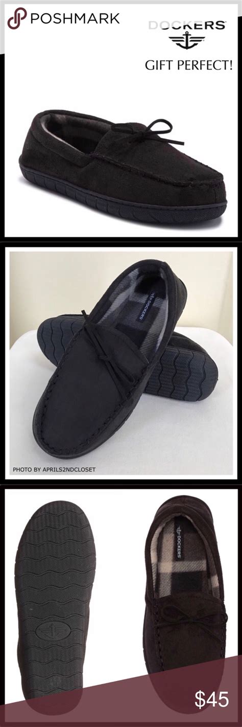 DOCKERS BLACK MOCCASINS MEMORY FOAM SLIPPERS A2C | Black moccasins ...