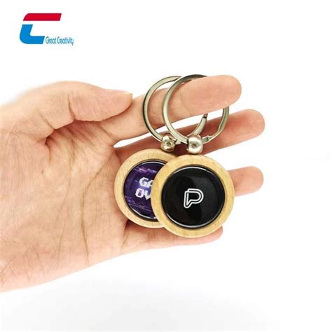 Programmable Wood RFID Key Tag NFC Epoxy Keychain Key Fob Wholesale