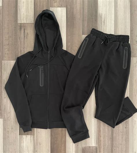 Wholesale Mens Sweat Suits Zips 2 Pieces Hoodie Set Jogging Suit Tech