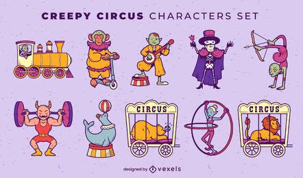 Circus And Carnival Performers Characters Set Vector Download