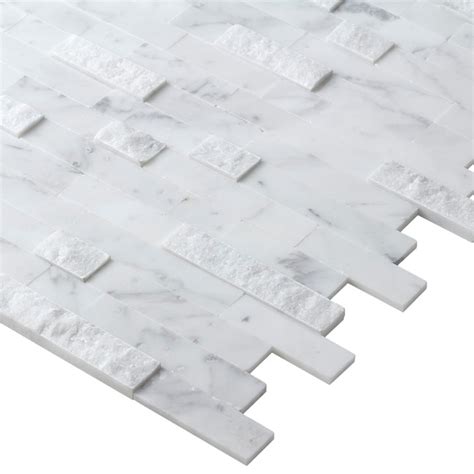 Peelandstick Mosaics Peel And Stick Stacked Carrara 12 In X 12 In Multi Finish Natural Stone