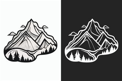 Mountain vector, Mountain silhouette, assorted mountain tree vector ...