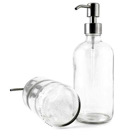 2 Pack 16 Oz Liquid Soap Dispenser With Stainless Steel Pump