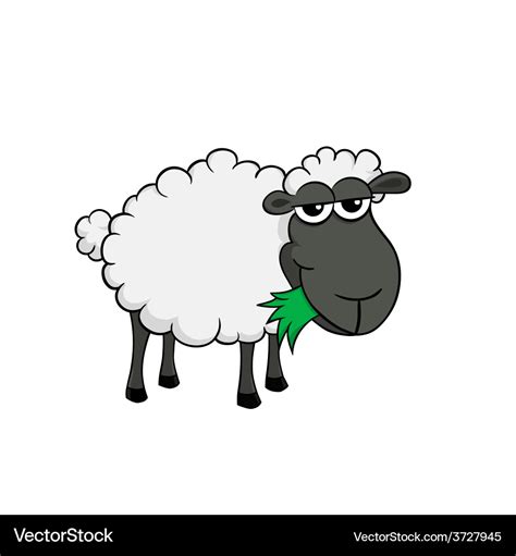 Cartoon of a cute sheep eating grass Royalty Free Vector