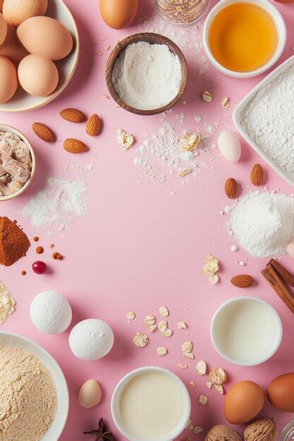 Premium Photo A Pink Table Topped With Lots Of Different Types Of Food