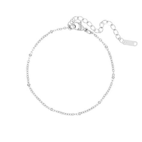 Armband Platte Schakel Bolletjes Zilver Stainless Steel Cinza B B