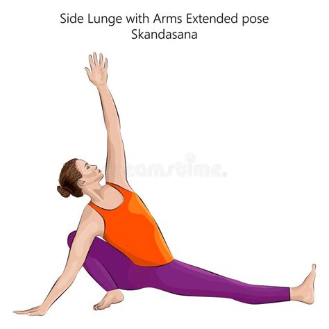 Yoga Pose Skandasana With Arms Extended Stock Illustration