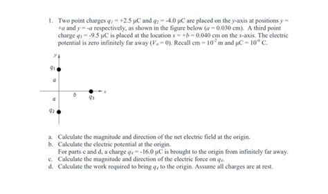 Solved 1 Two Point Charges Q125μc And Q2−40μc Are