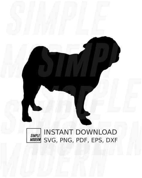 Pug Silhouette Vector File - Simple Modern SVG