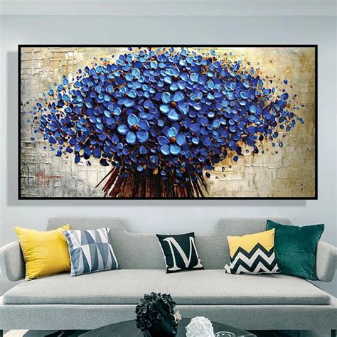 Modern Nordic Blue Flowers Tree Posters And Prints Abstract Flower