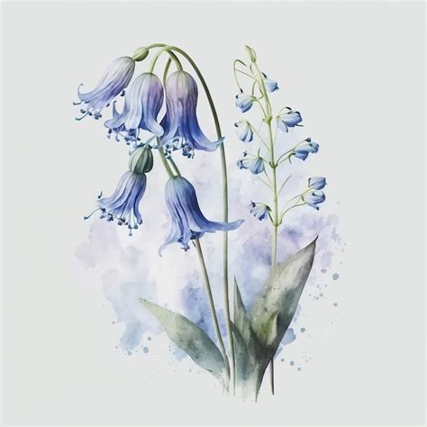 Premium AI Image A Watercolor Painting Of A Bluebell Flower