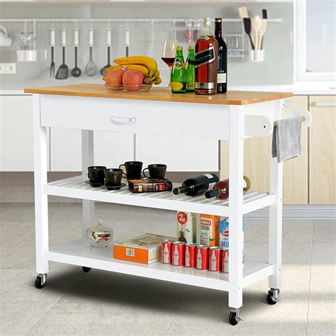 Amazon Unovivy Kitchen Island On Wheels 3 Tier Kitchen Cart With