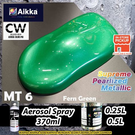 [ Mt6 Fern Green ] Supreme Metallic Colour For Car Motor Aikka Diy Aerosol Spray Bottle 2k Paint