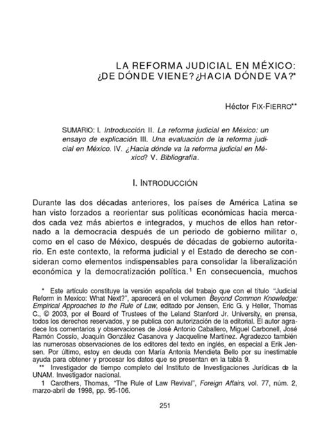 La Reforma Judicial En MÉxico Hector Fix Fierro Pdf México