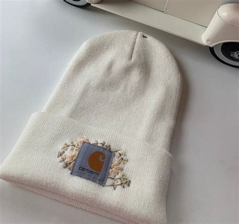 Hand Stitched Flower Carhartt Beanie Etsy