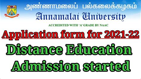 Annamalai University Distance Education Admission Started Application