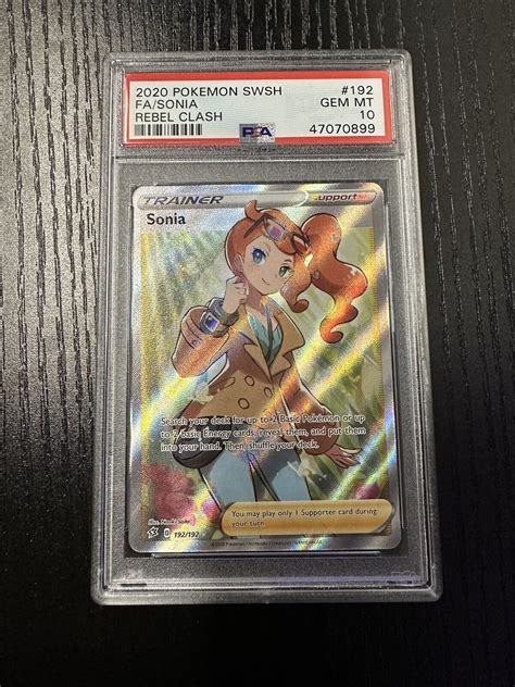 Pokémon Tcg Full Art Sonia Rebel Clash 192 192 Psa 10 Ebay