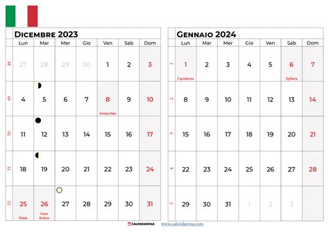 Calendario Dicembre 2023 Stampabili Gratuiti Con Festività