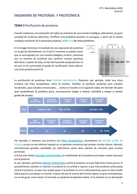 Tema Purificaci N De Prote Nas C Biom Dicas Udl Irene Lv