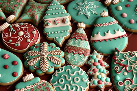 Premium AI Image | Royal icing decorated Christmas cookies